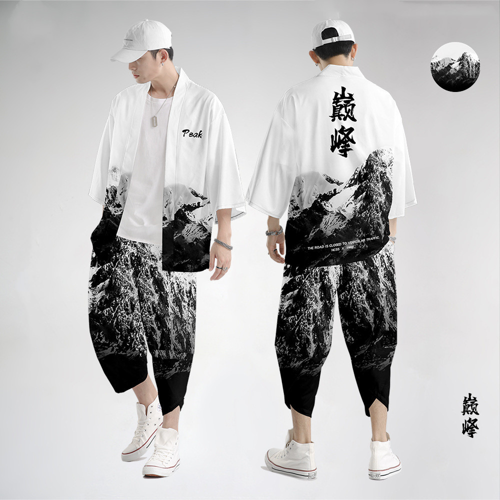 Vêtements traditionnels japonais pour hommes, pantalon kimono rétro, mode asiatique, trempée Tang Harajuku Hanfu