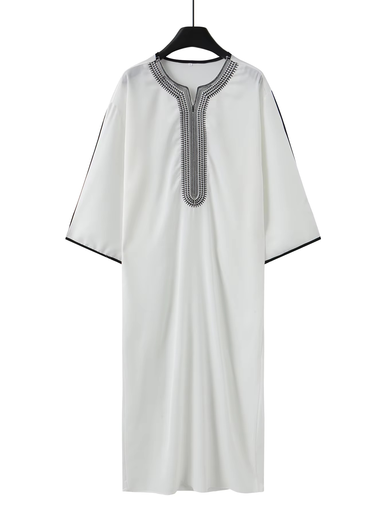 Robe traditionnelle musulmane du Moyen-Orient pour hommes, style ethnique, vêtements pour l'Aïd al-Fitr, col rond, robe brodée pour hommes
