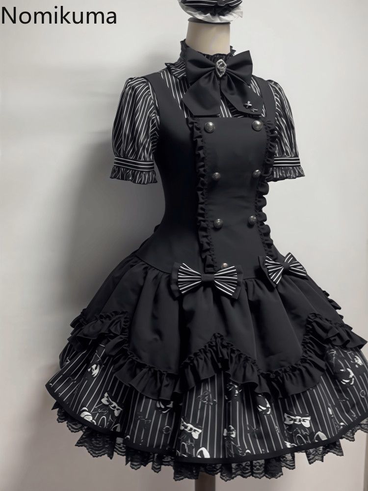 Vêtements pour femmes, ensembles 2 pièces d'été, chemisiers à volants rayés, robes sans manches à double boutonnage avec nœud, tunique, tenues gothiques vintage