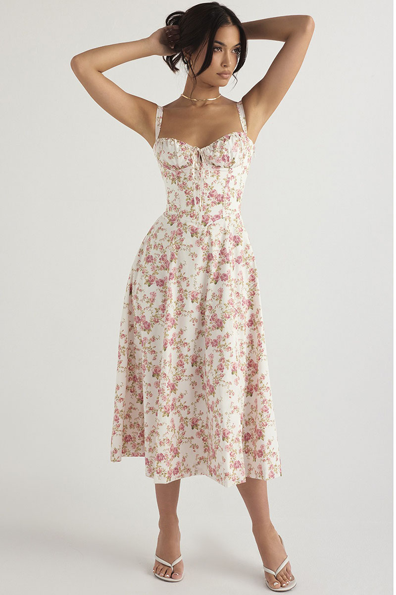Nouvelle Robe Halter de Luxe à Couleur Unie, Tendance et Haut de Gamme, Motif Floral pour Femme