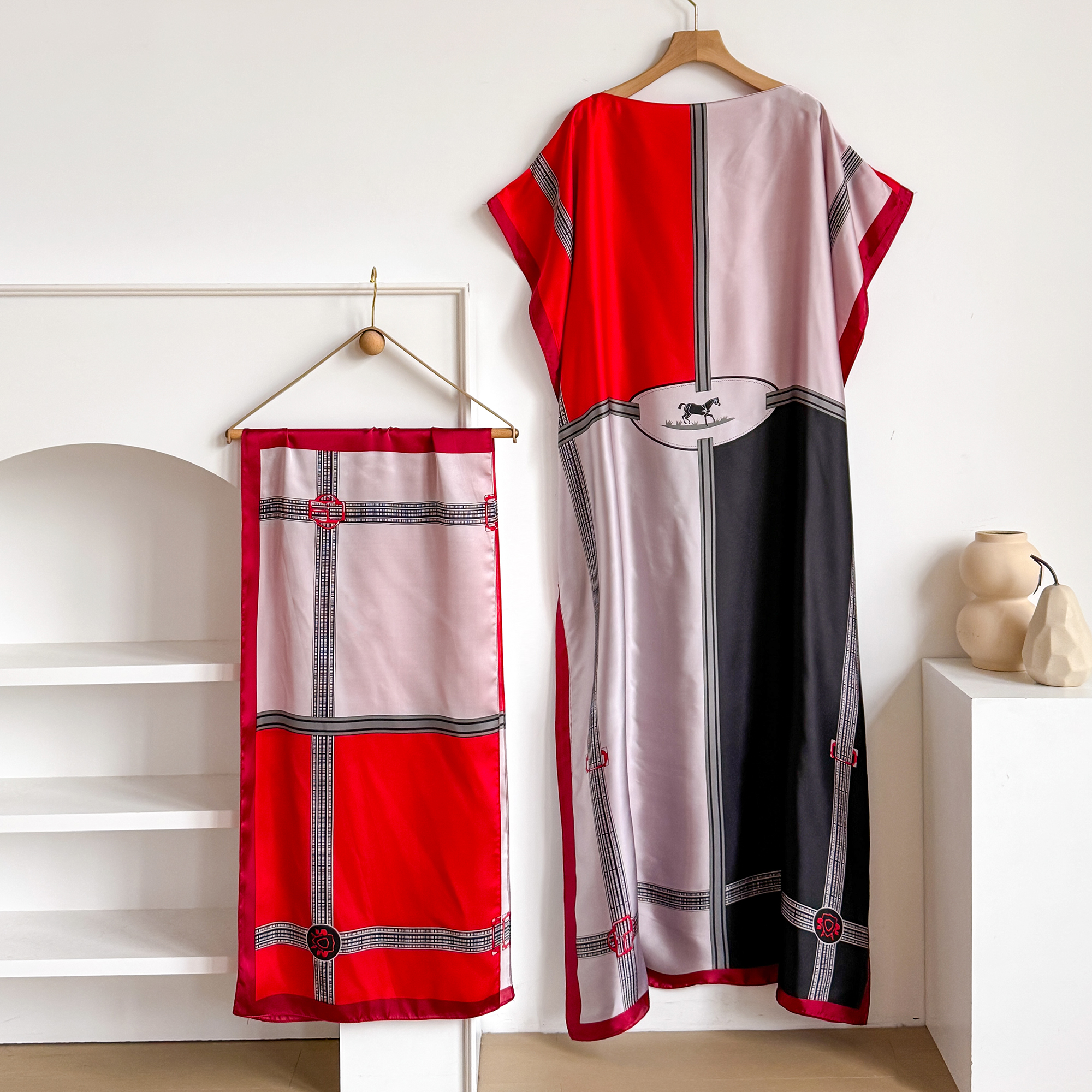 Nouvelle Robe Kaftan d'été pour Femme avec Grande Écharpe, Abaya Ample, Robe Décontractée Imprimée, Style Africain, Dubaï, Turquie