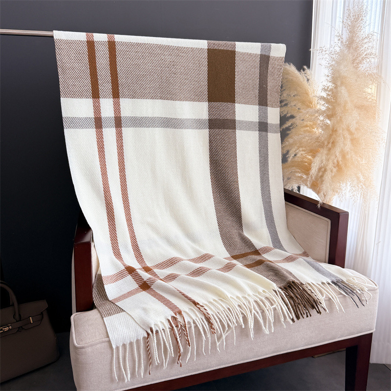 Écharpe de luxe chaude pour l'hiver, châle pashmina à franges, écharpe en imitation cachemire pour l'automne, couverture élégante pour femmes