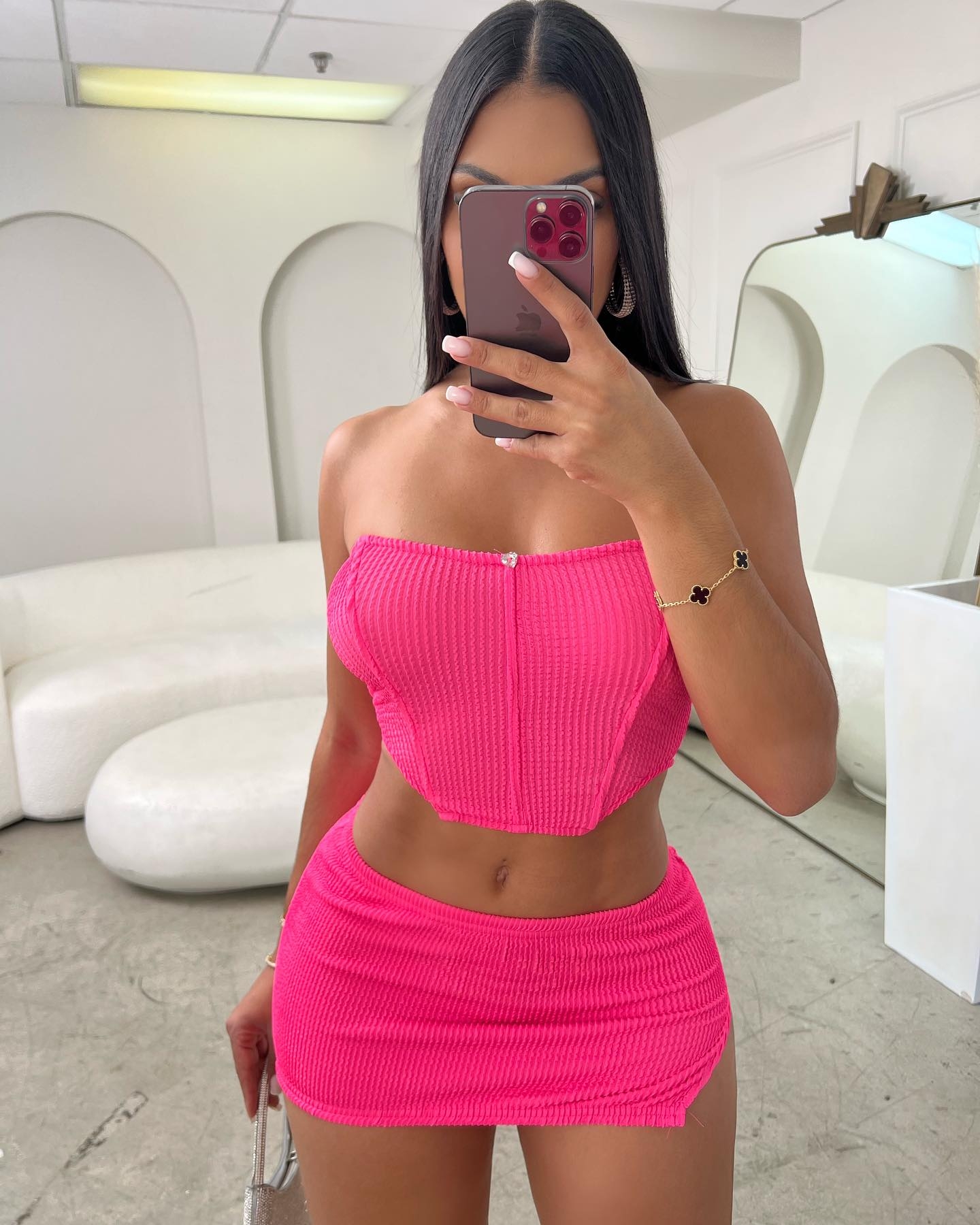 Women's sexy fishbone top slim slit short skirt fashion set short skirt two-piece set