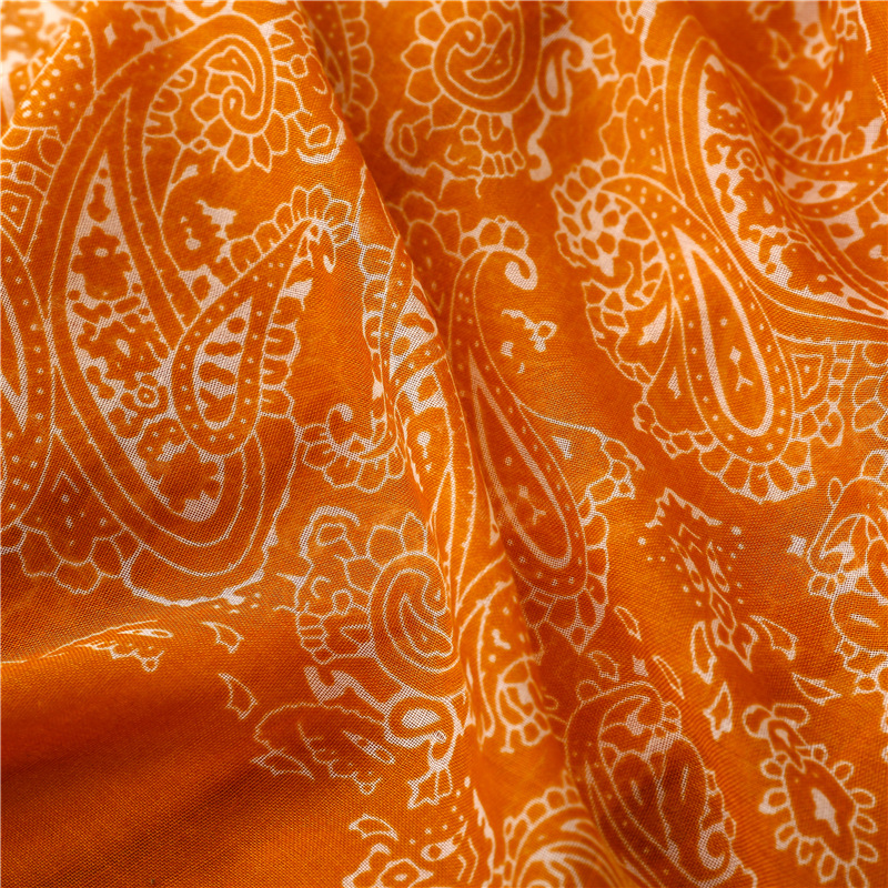 Châle en Viscose à Fleurs de Cajou Orange pour Femme, Écharpe Ethnique Aztèque, Hijab Musulman Bufanda, 180x90cm, Nouvelle Mode