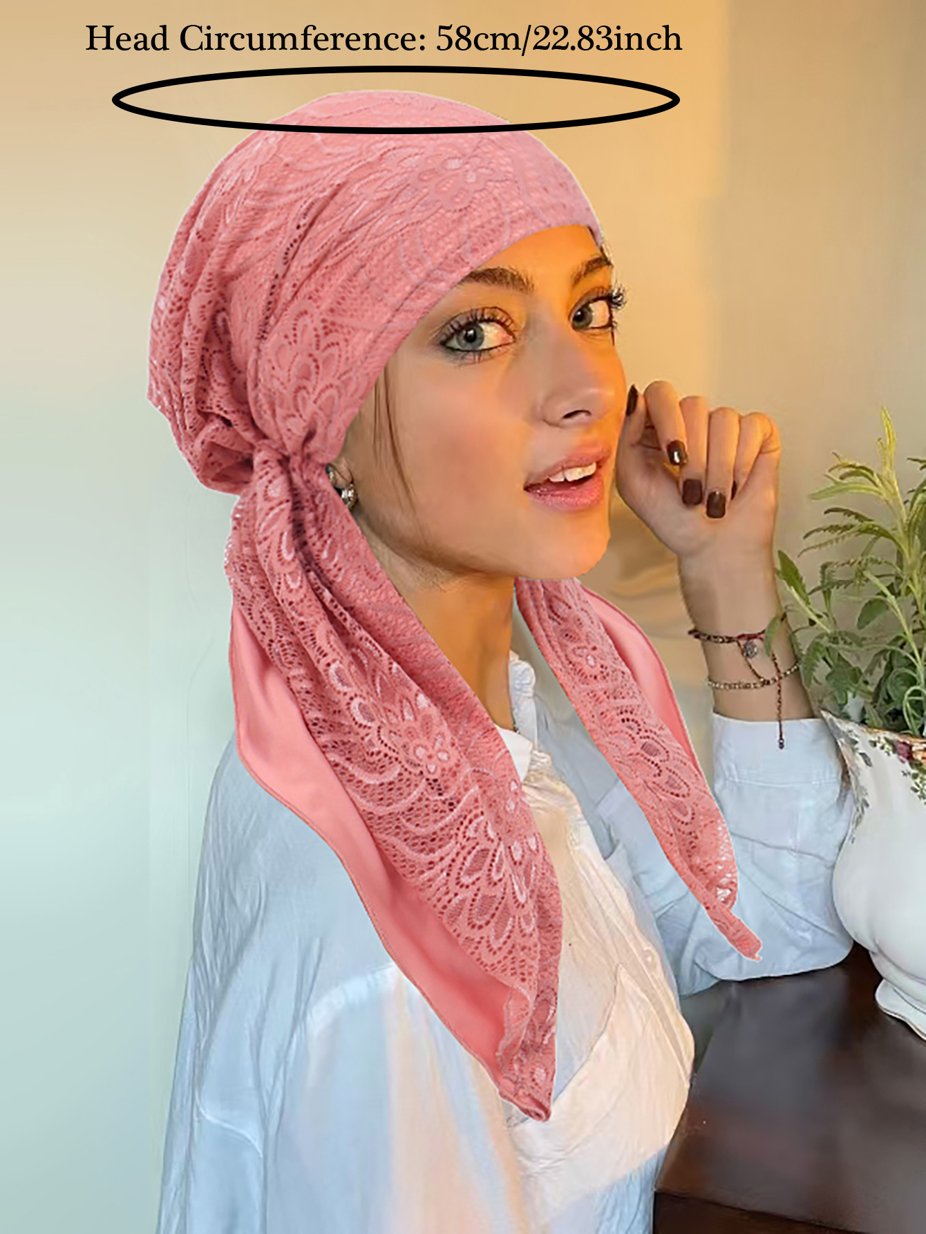Double couche dentelle femmes Hijab doux élastique plissé tête écharpe casquette respirant cheveux casquette à la mode Turban Bonnet