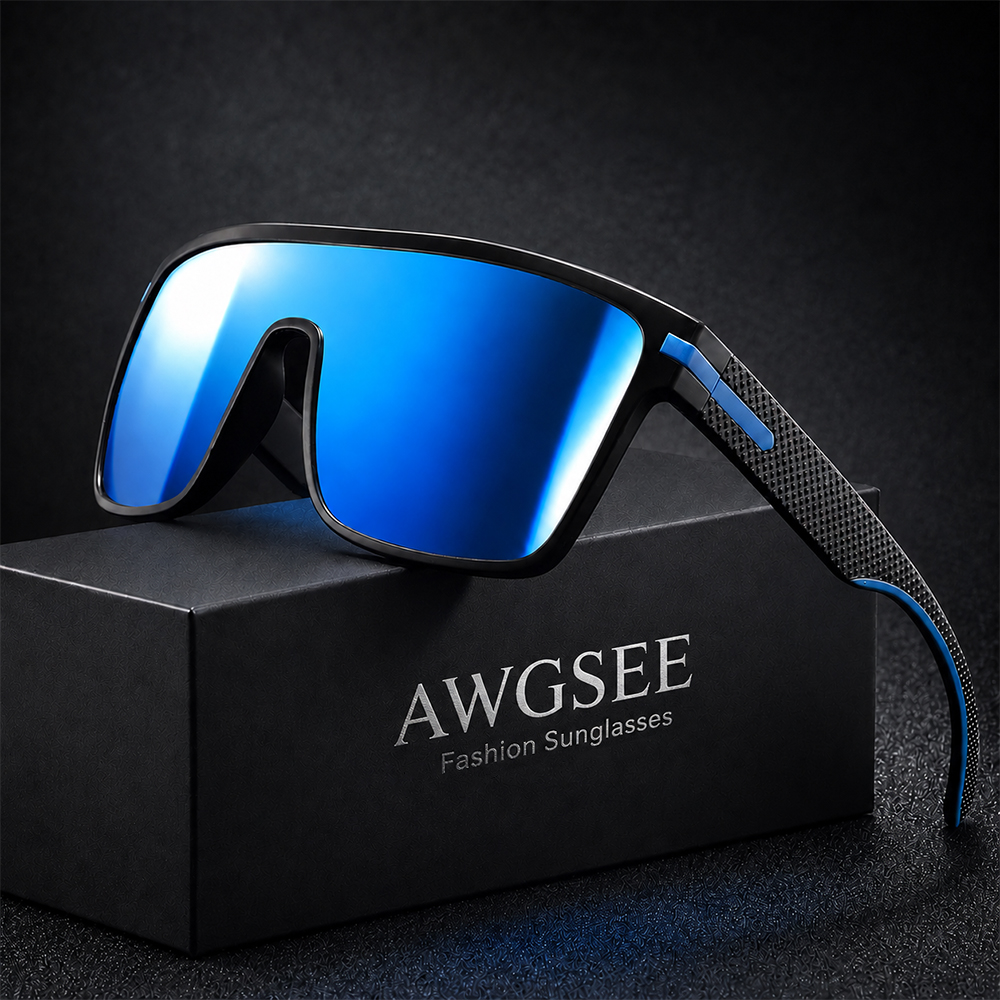 Lunettes de soleil carrées surdimensionnées pour hommes et femmes, verres monolithiques anti-éblouissement UV400, idéales pour la conduite, les activités de plein air, les vacances et la mode