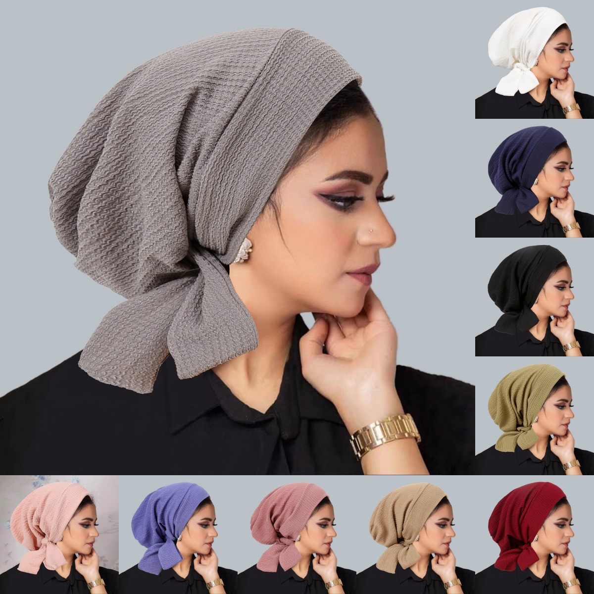 Nouveauté 2026 : Turbans Hijab Unis Effet Froissé, Foulards à Longue Queue, Bonnets Musulmans Élastiques, Bonnets Chimio Respirants pour Femmes et Filles