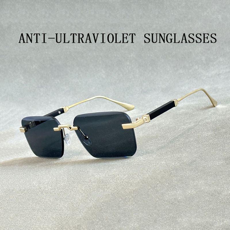 Lunettes De soleil design pour hommes Vintage lunettes De soleil sans monture femmes à la mode luxe carré lunettes De mode Vintage Gafas De Sol Hombre