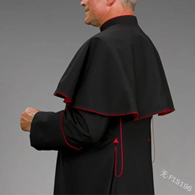 Cassette prêtre romain Robe noire ceinture clésiastique vestimentaires rituel médiéval Robe assistant noir prêtre Robe ceinture taille Cosplay