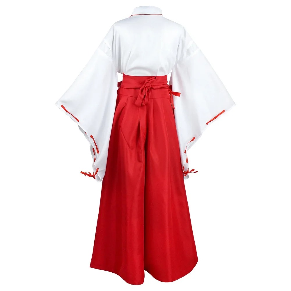 Costume de cosplay d'Inuyasha Kikyo, kimono de la servante du sanctuaire Miko, hakama rouge, tenue de cosplay pour femmes, costume d'Halloween et de carnaval.