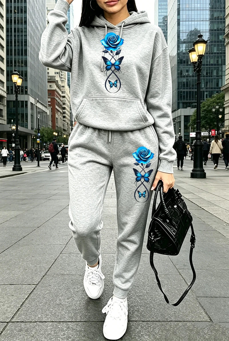 Nouvelles tenues décontractées pour femmes 2026 : Ensemble sweat à capuche et pantalon de sport pour activités de plein air, jogging, automne-hiver