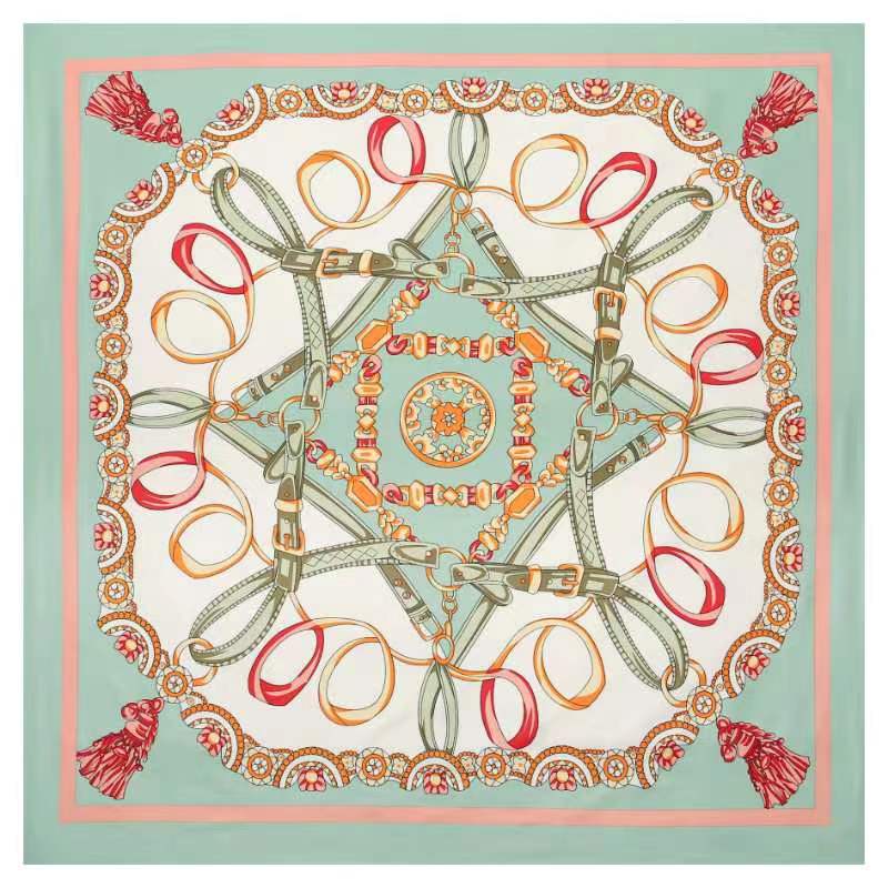 130*130 cm 100% sergé foulard en soie femmes luxe chaîne impression plage châle carré Bandana foulard Femme Fourlard Echarpes étoles