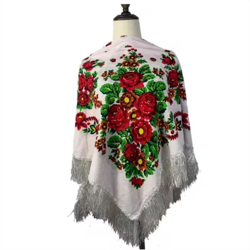 Foulard russe pour femmes, mouchoir carré en coton imprimé Floral, foulard ethnique pour filles, écharpe élégante Babushka, 110x110cm