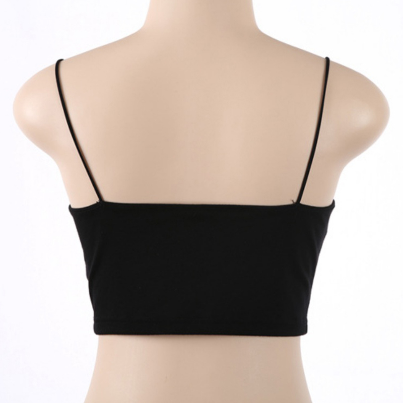 Débardeur d'été pour femmes, gilet Sexy, sans manches, bretelles en coton, Camis, Fitness, Bustier, haut court, t-shirts sans couture, hauts noirs et blancs