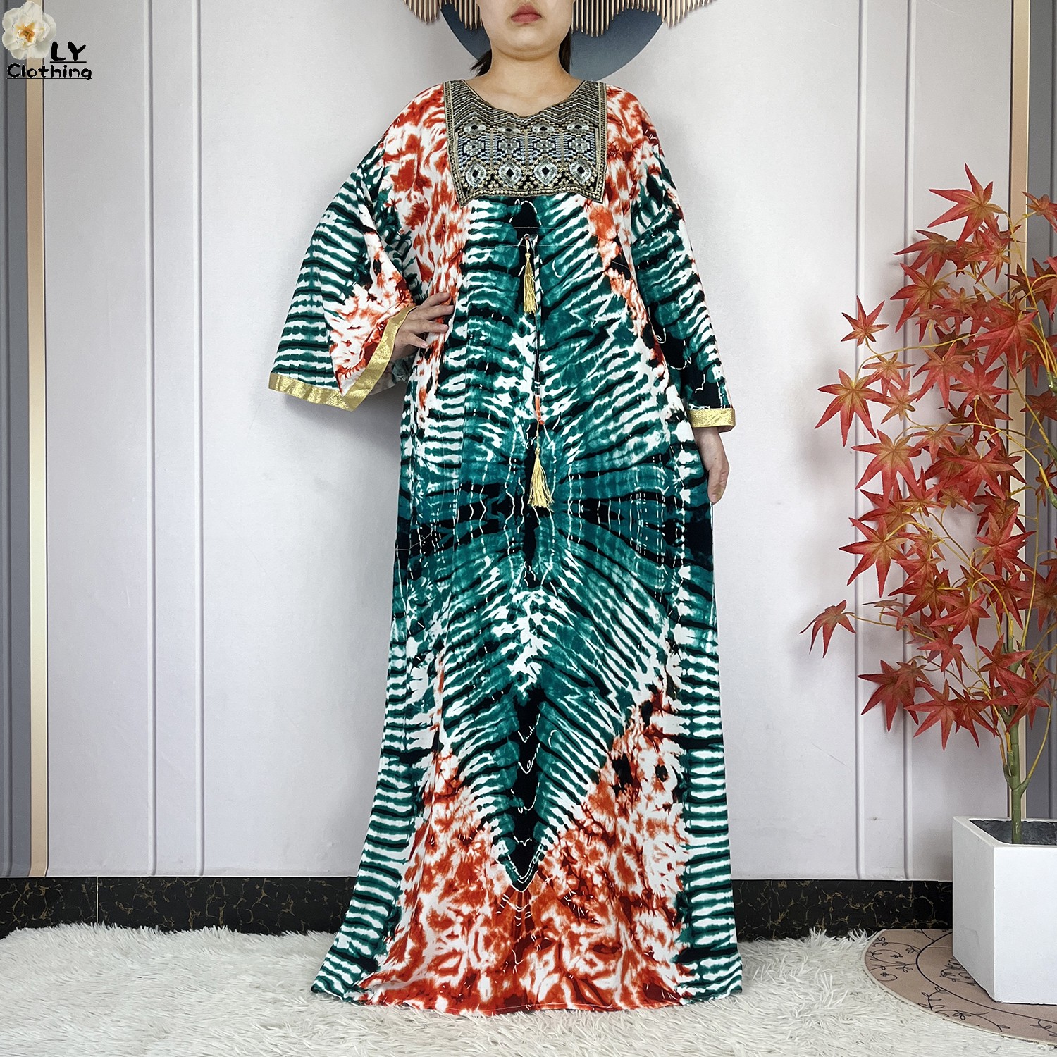 Abaya – Robe musulmane pour femmes, manches chauve-souris, ample, en pur coton, teinture par nouage, Kaftan de dubaï, Maxi, vêtements africains Vintage, nouvelle collection