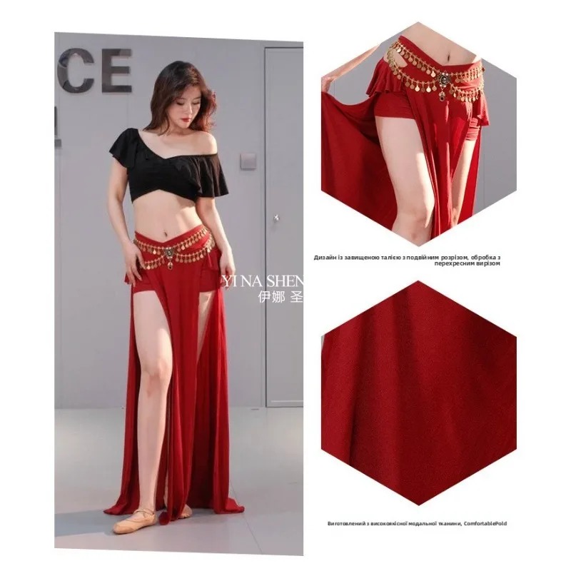 Tenue de danse du ventre pour femmes, ensemble jupe longue et haut sexy, taille plus, costume d'entraînement et de performance de danse du ventre pour femme