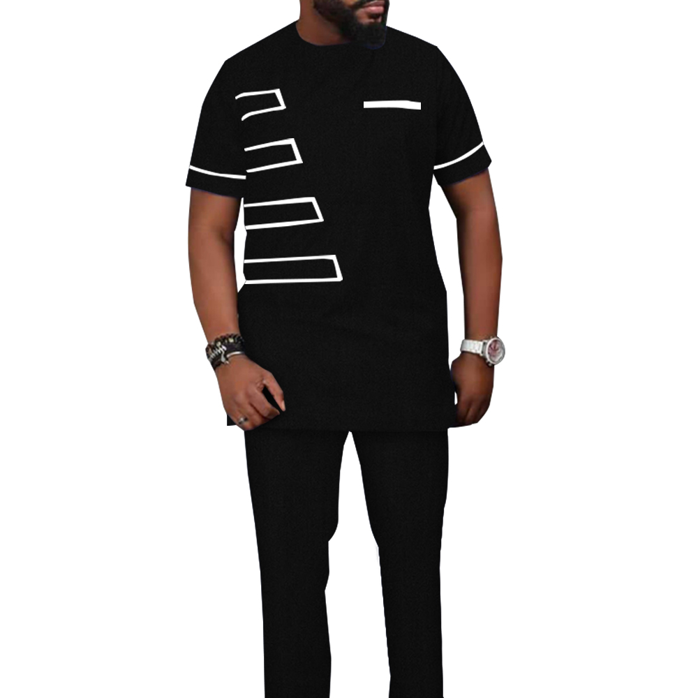 Tenue Traditionnelle Africaine pour Homme, Ensemble Trempé, Haut et Pantalon Solides, Chemise Riche 2 Pièces avec Surintendant, Tenues Formelles Masculines, WYN1614