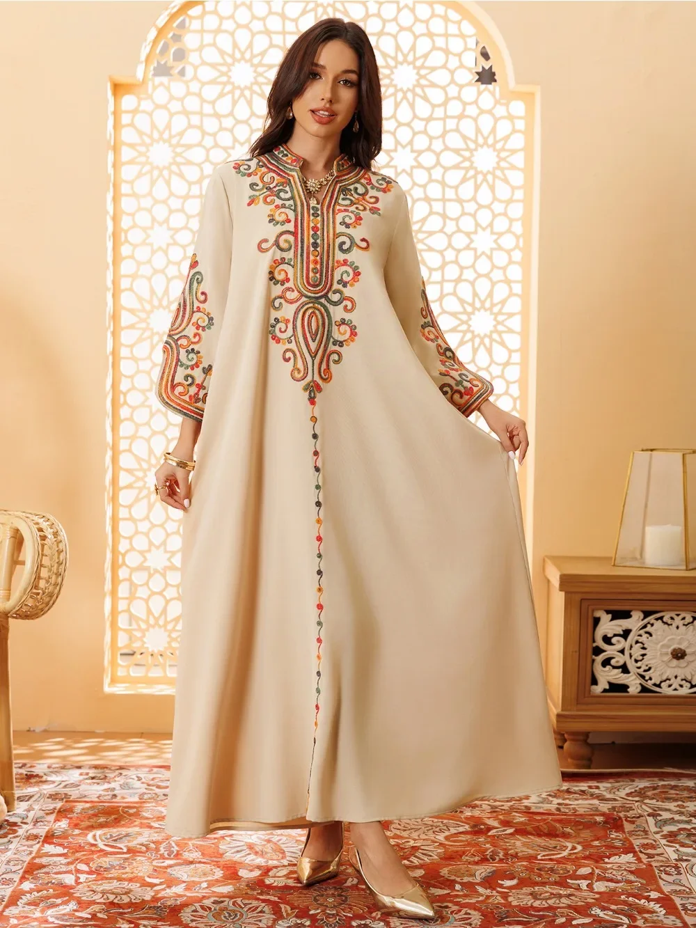 Abaya Robe pour femmes broderie robes Largos Islam arabe longue Robe Jalabiya Ramadan marocain caftan dubaï Abayas robes 2026