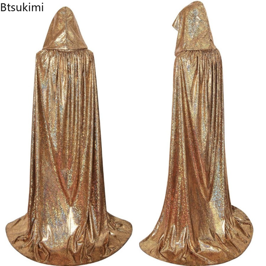 Cape à capuche Cosplay médiévale longue Cape Halloween fête femmes hommes adulte Mage de la mort sorcellerie Wicca Robe dissimuler Robe reconstitution