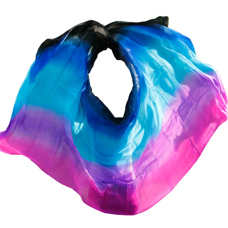 100% soie Performance danse couleur unie Texture claire voile châles femmes écharpe Costumes accessoires danse du ventre voiles 250 cm x 110 cm