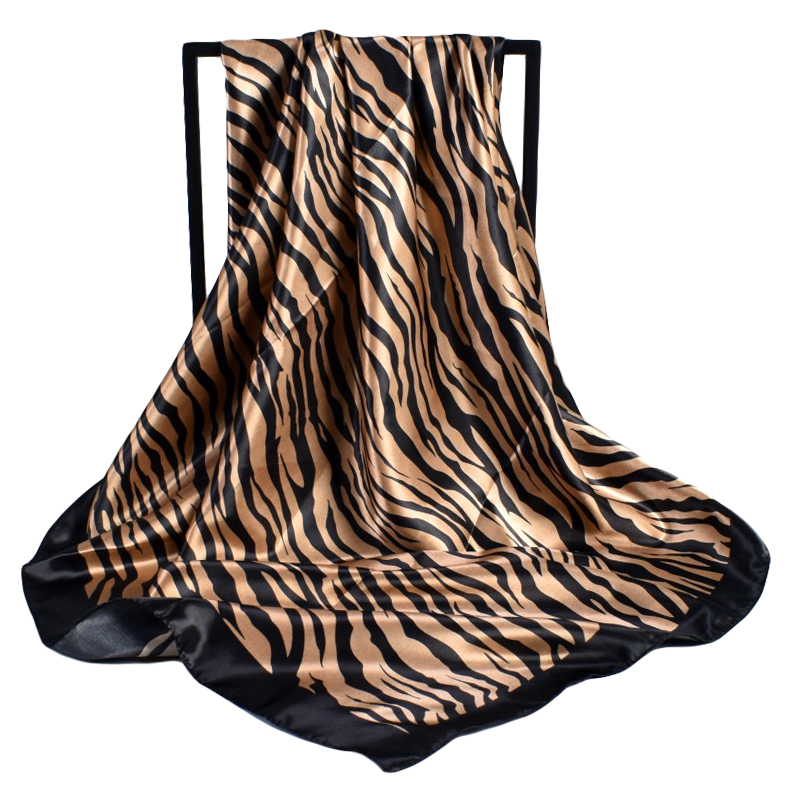 Grand Foulard Carré Simple à Motif Zèbre 18/90 Documents, Mode Européenne et Américaine, en Stock
