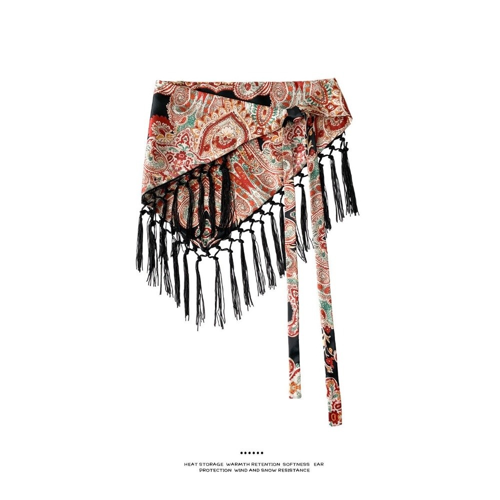Nouvelle ceinture triangulaire à franges, broderie exquise, style bohème, ceinture écharpe décorative à franges pour la taille, printemps-été