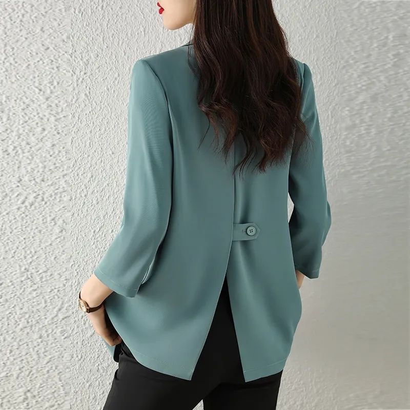 Combinaison en mousseline de soie pour femme, blazer monochrome pour femme, extérieur, tendance, couture, style coréen, promotion, printemps, automne, 2025