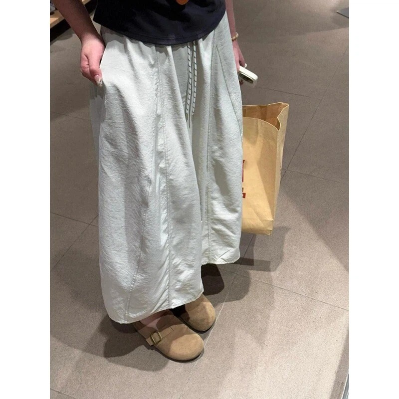 Jupe trapèze de style japonais pour femmes, jupe taille haute avec cordon de serrage, jupe polyvalente, douce et décontractée, pour la mode quotidienne, nouvelle collection