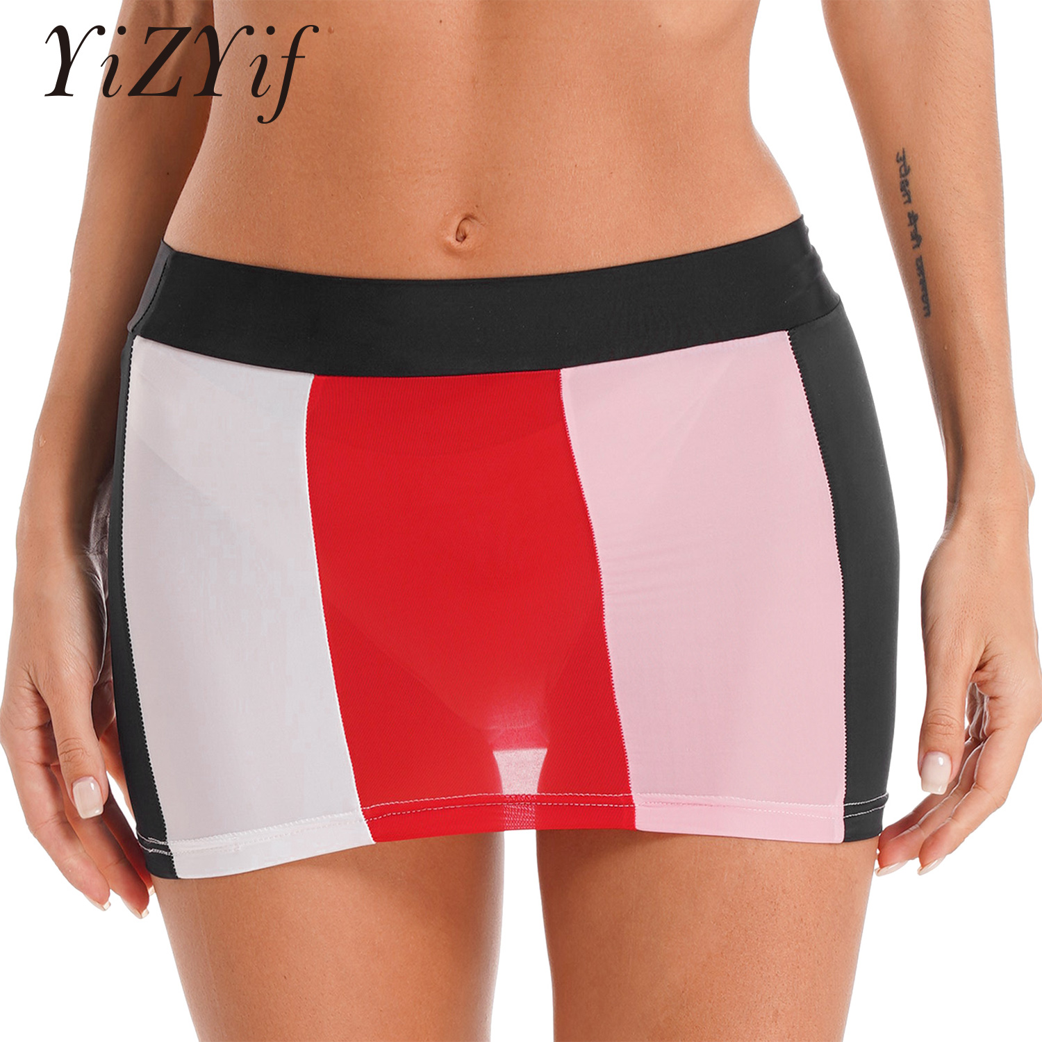 Mini jupe mi-transparente pour femmes, taille basse, vêtement de plage