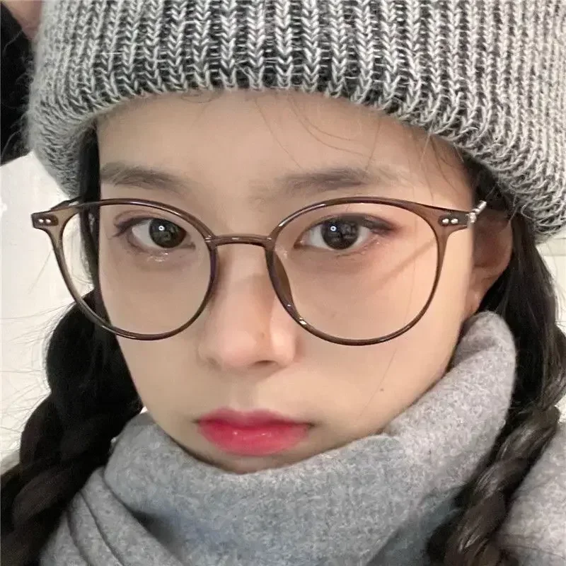 Dame à la mode fini myopie lunettes femmes cadre rond bleu lumière bloquant lunettes hommes unisexe rétro moins dioptrie lunettes