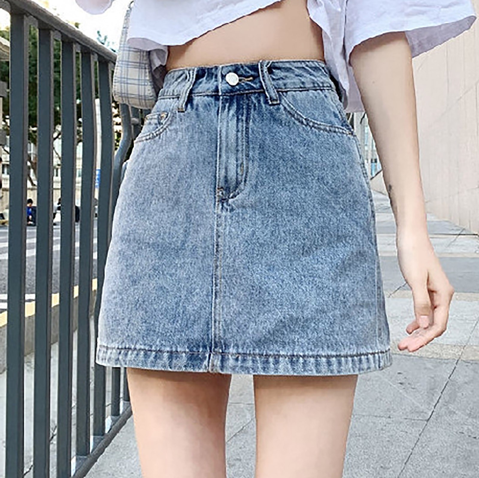 Femmes jupe en jean été taille haute décontractée a-ligne Mini jupes Streetwear Faldas Mujer mode coréenne jupe en jean courte rsi
