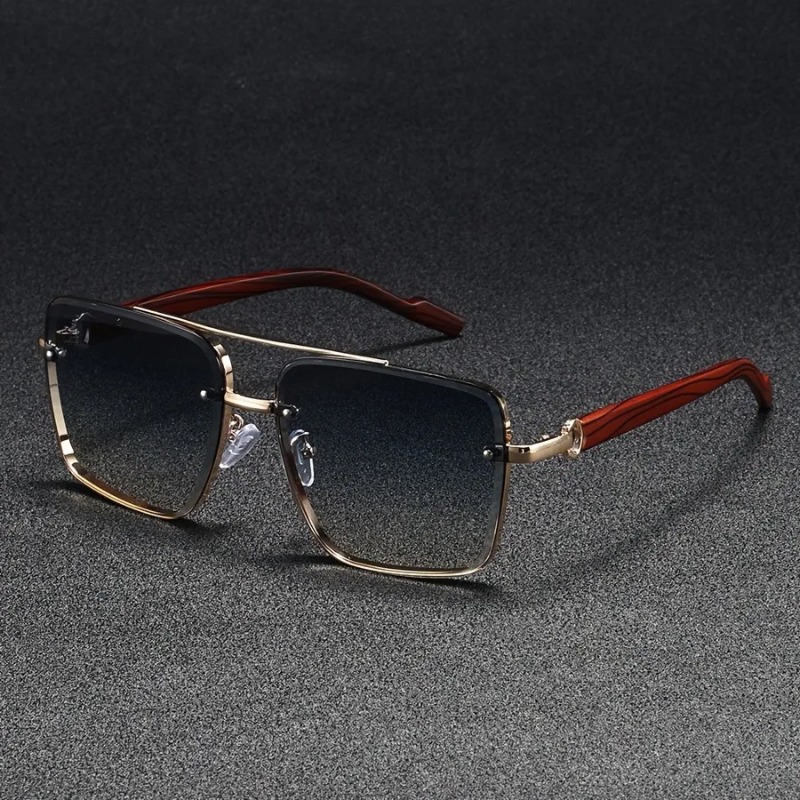Lunettes de soleil carrées de luxe pour hommes, nouvelles lunettes de créateur vintage en bois, lunettes de mode pour femmes, lunettes dégradées pour les vacances