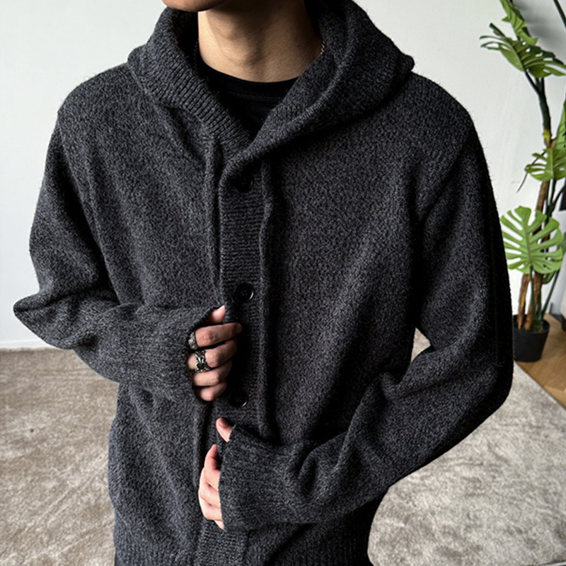 Nouveau cardigan tricoté à capuche décontracté de luxe pour homme, style coréen, ample, boutonné, pull Y2K vintage streetwear, manteau en maille