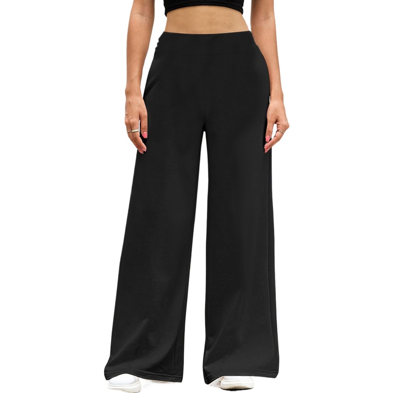 2025 décontracté élégant pantalon à jambes larges femmes solide noir minceur respirant bureau quotidien pantalon
