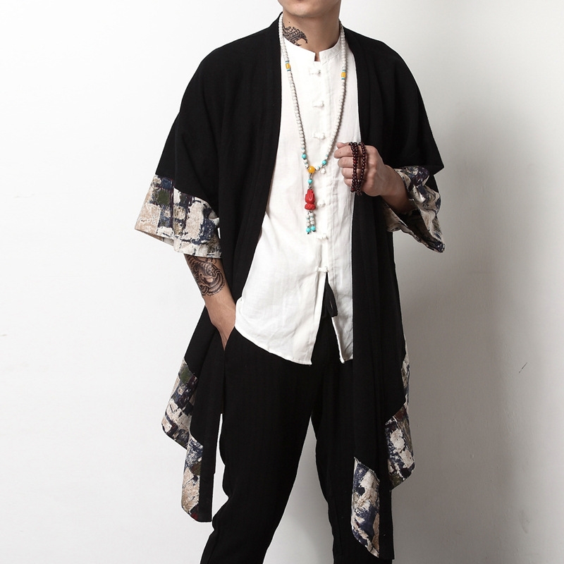 Cardigan Kimono japonais pour hommes, Haori Yukata, Costume de samouraï, vêtements, veste Kimono pour hommes, chemise Yukata Haori