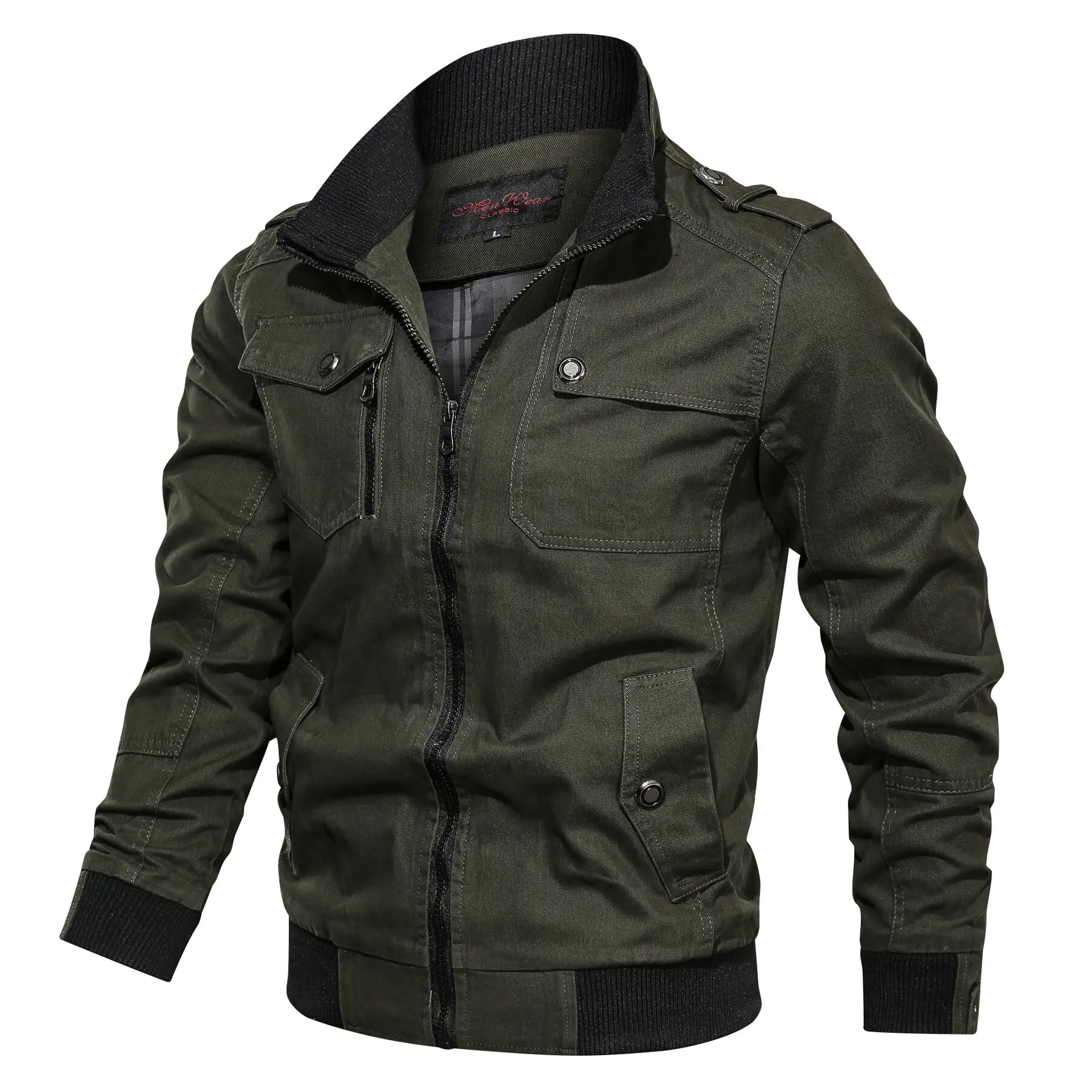 Veste militaire DulMan pour hommes, vestes cargo à fermeture éclair, manteau en coton, vêtements d'extérieur à col montant, coupe-vent, nouvelle marque, Y-2024