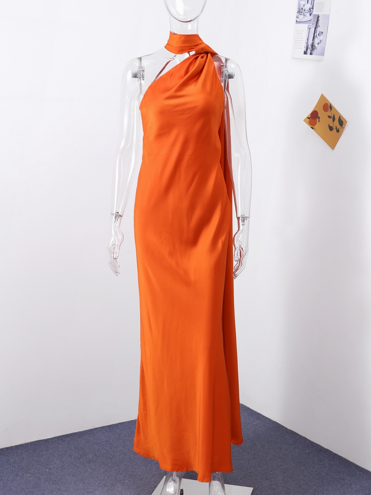 Robe longue élégante en satin avec ruban, sexy, dos nu, sans manches, pour femme, collection Printemps-Été 2026, robes de soirée unies pour femme