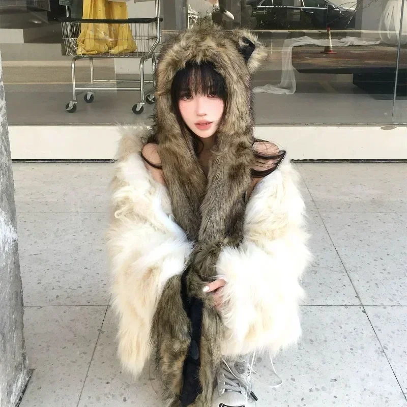 2025 Designer Style cachemire femmes hiver chapeau cagoule casquette automne hiver chapeaux chaud pull Snood chapeau col Bonnet ours casquette