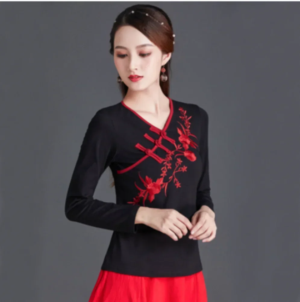 Style ethnique Streetwear mode décontracté femmes vêtements chemises pour femmes Vintage vêtements t-shirt Y2k haut femmes vêtements broderie