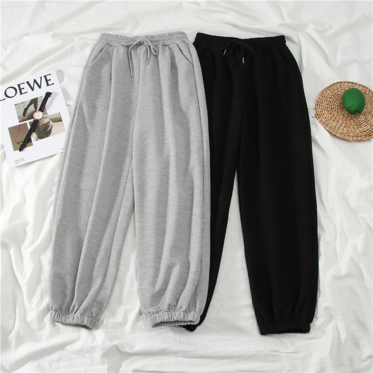 Pantalons décontractés pour femmes, mode, ample, uni, taille mi-haute, cordon de serrage, taille élastique, poche, printemps, bureau, trajets quotidiens, pantalons de survêtement pour femmes