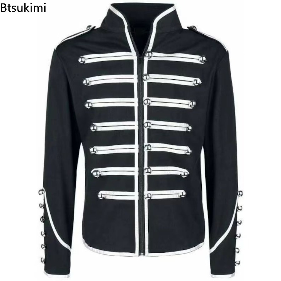 Veste gothique Steampunk médiévale pour hommes, Vintage, col montant, Costume de Cosplay, redingote Rock, vestes Punk rétro, 2026