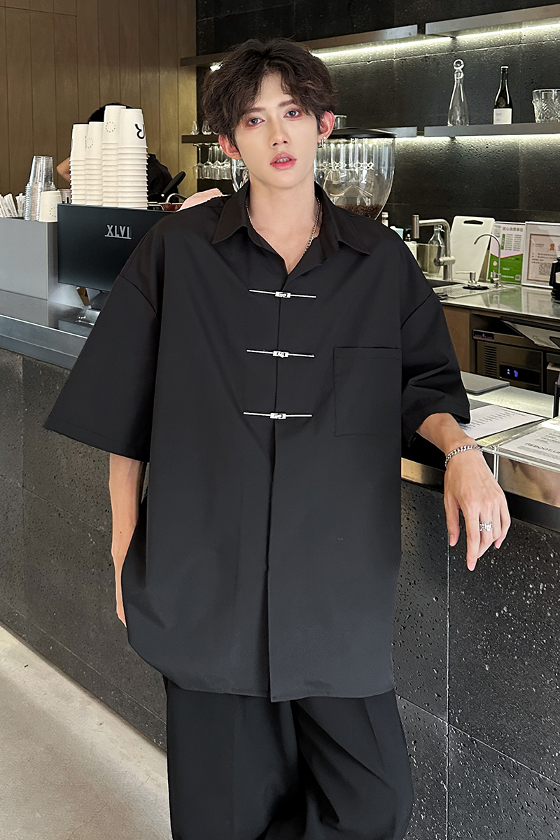 Chemise Chic à Manches Courtes pour Homme, Vêtement à Revers, Style Coréen, Mode, Été, Streetwear, Décontracté