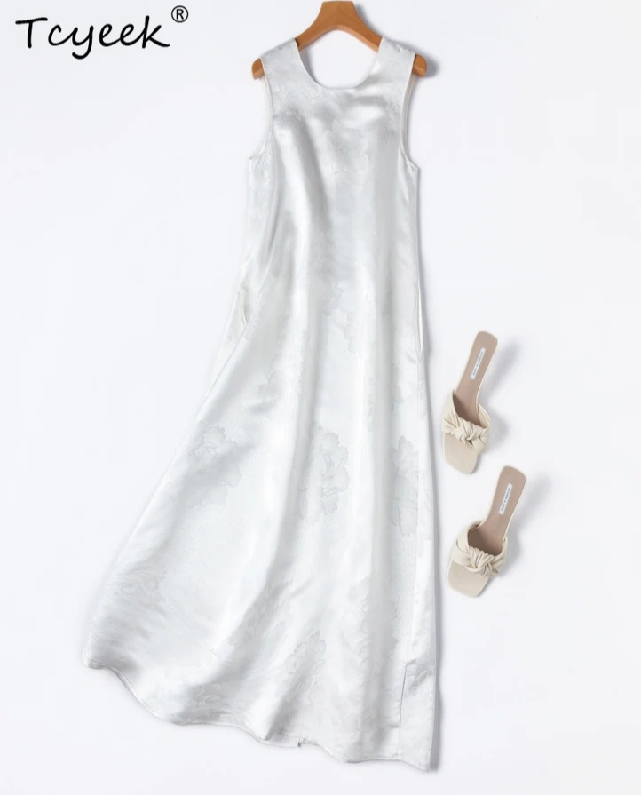 Robe en soie véritable 100% Tcyeek Heavyweight 35MM pour femme, élégante, vêtements d'été, robe de soirée, Vestidos Mujer