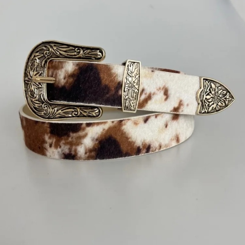 Ceinture à motif de vache, Cowboy occidental, boucle, chaîne de taille, tissu en daim, mode jean, jupe, accessoires de voyage, vacances