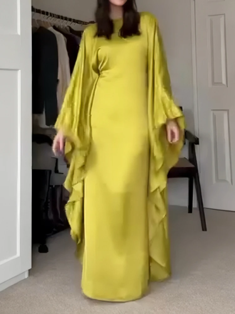 Robe de soirée musulmane à manches chauve-souris modeste pour femmes, Abaya du Ramadan, Robe longue, Kaftan, Robe éducative, Robe de Dubaï, Jalabiya, Eid, 2024