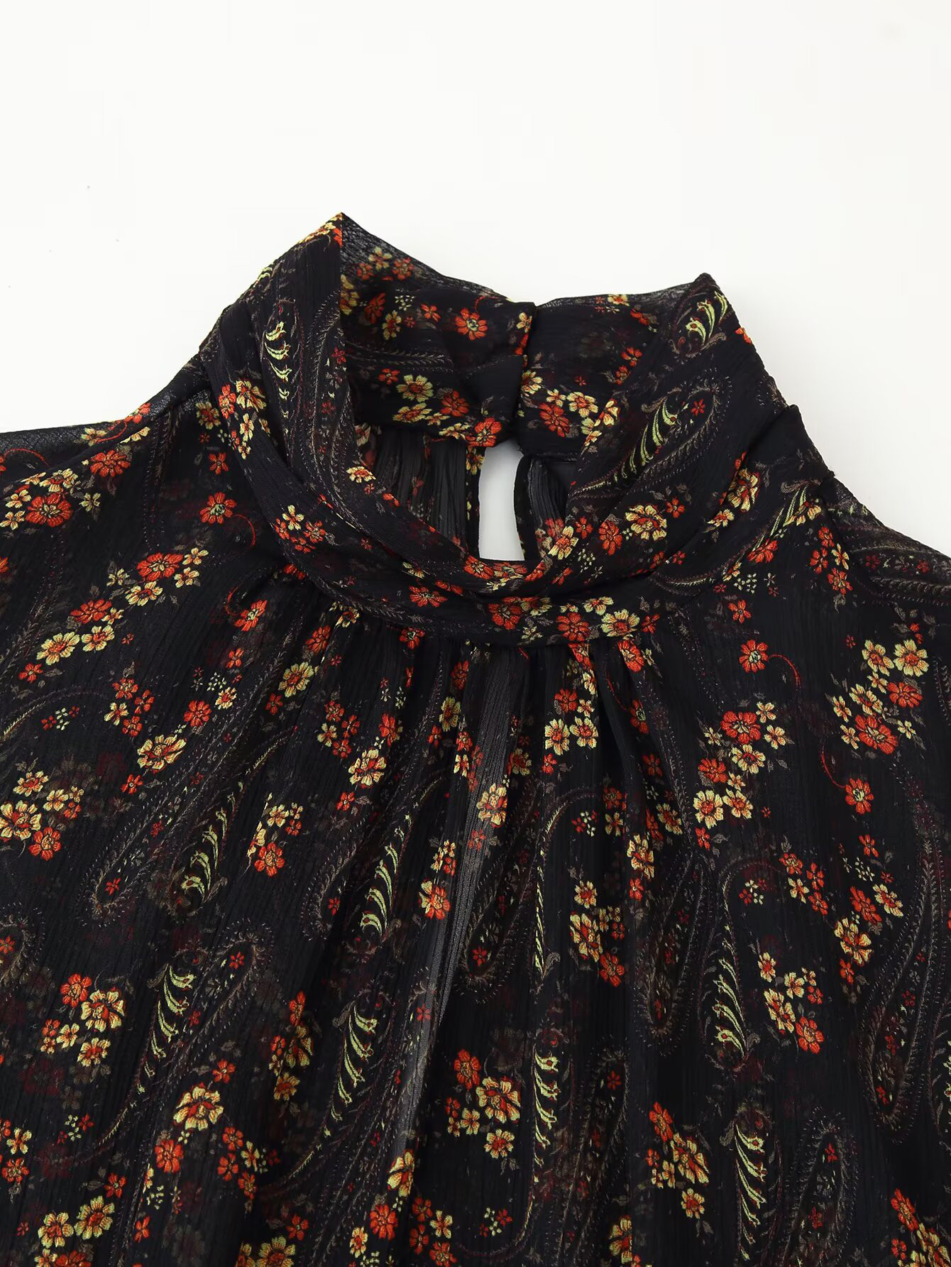 Robe en gaze à bulles imprimée de fleurs pour femmes, style européen et américain, coupe simple et slim, nouvelle collection automne 2025