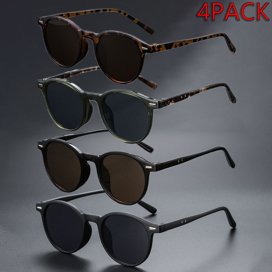 Pack de 4 lunettes tendance à monture ronde, unisexe, cadeau idéal pour la photographie de rue, les fêtes et les cadeaux