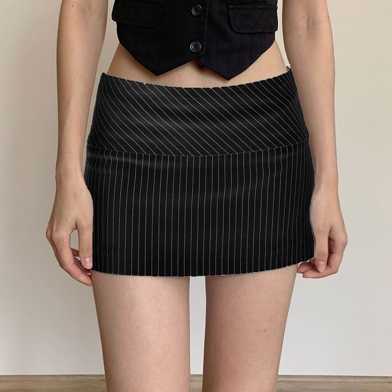 Jupes taille basse pour femmes, jupe trapèze rayée taille haute pour femmes, jupe courte à empiècements aux hanches, mini-jupes moulantes superposées pour femmes