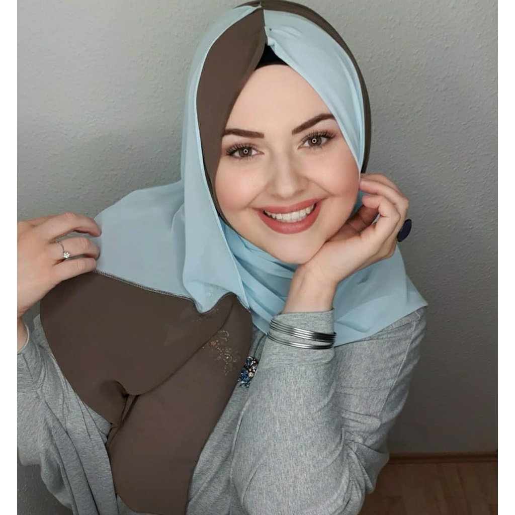 Écharpe Islamique de Luxe en Mousseline de Soie pour Femme, Hijab Bleu, Abaya en Jersey, Robe Musulmane, Turbans, Tête Instantanée, Ronde
