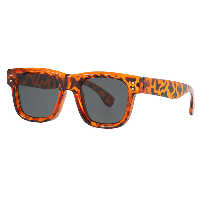 Nouvelles Lunettes de Soleil Carrées Tendance Décoration Simple Femme Luxe Extérieur Couleur Unie Pêche